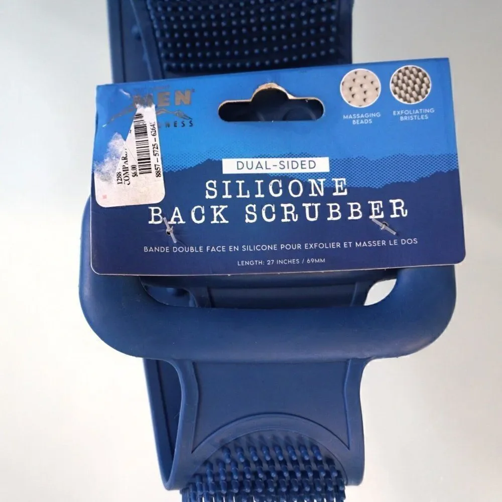 Silicone Back Scrubber Dual Sided Shower Bath Exfoliate Clean Massage